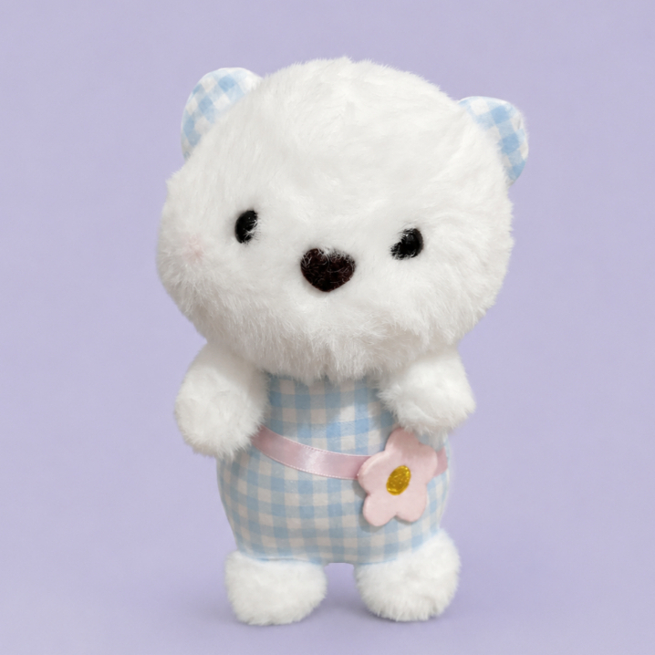 Boneka Capit Beruang Putih Mini Lucu Bulu Lembut Plush Doll Gantungan Tas Boneka Imut Kawaii Hadiah 