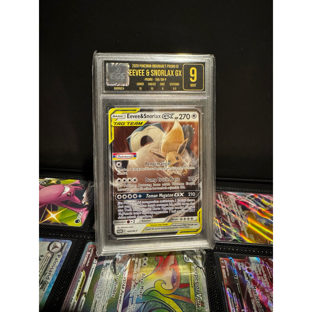 EEVEE & SNORLAX GX TAG TEAM INDOMARET 166/sm-p POKEMON TCG INDONESIA EGS GRADING 9