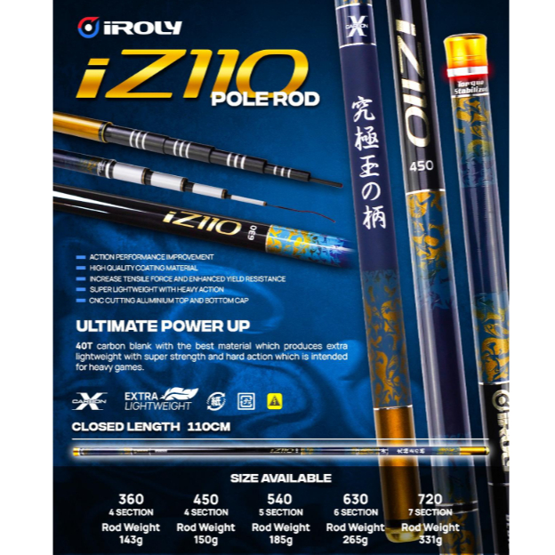 JORAN TEGEK IROLY iZ110 POLE ROD 360 | 450 | 540 | 360