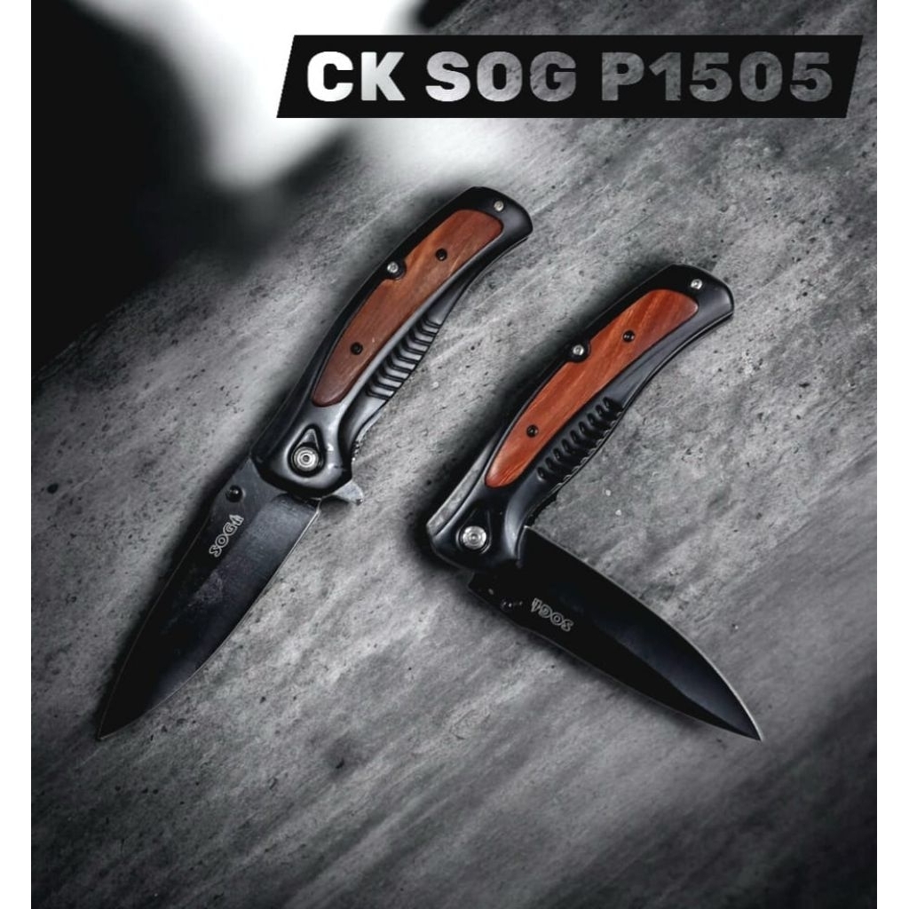 Pisau Survival CK SOG P1505 Tactical Folding Knife Gagang Kayu Outdoor Camping Survival
