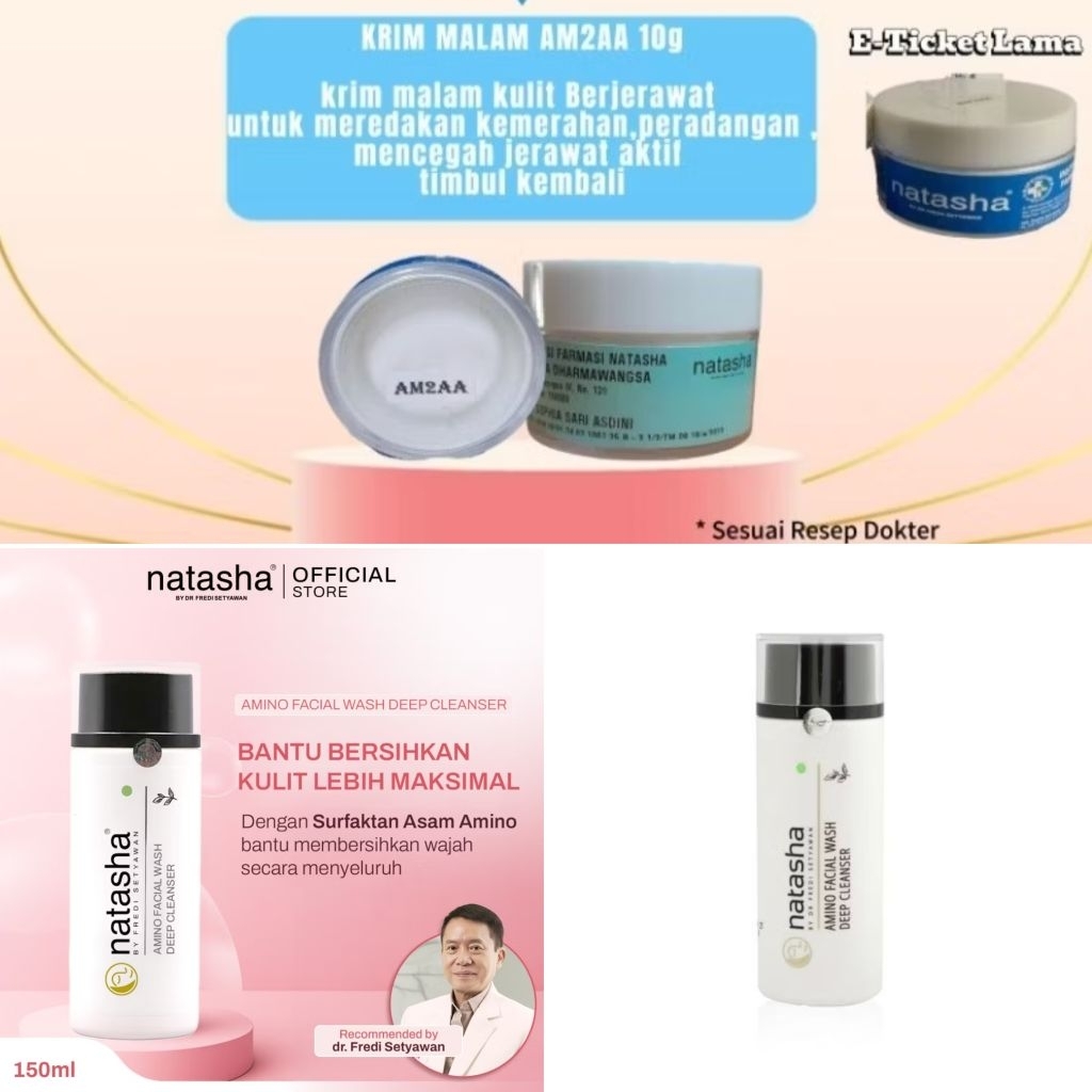 NATASHA PAKET HEMAT KRIM MALAM AM2AA 10G DAN SABUN UNTUK KULIT BERJERAWAT,KULIT BERUNTUSAN/MENGURANG