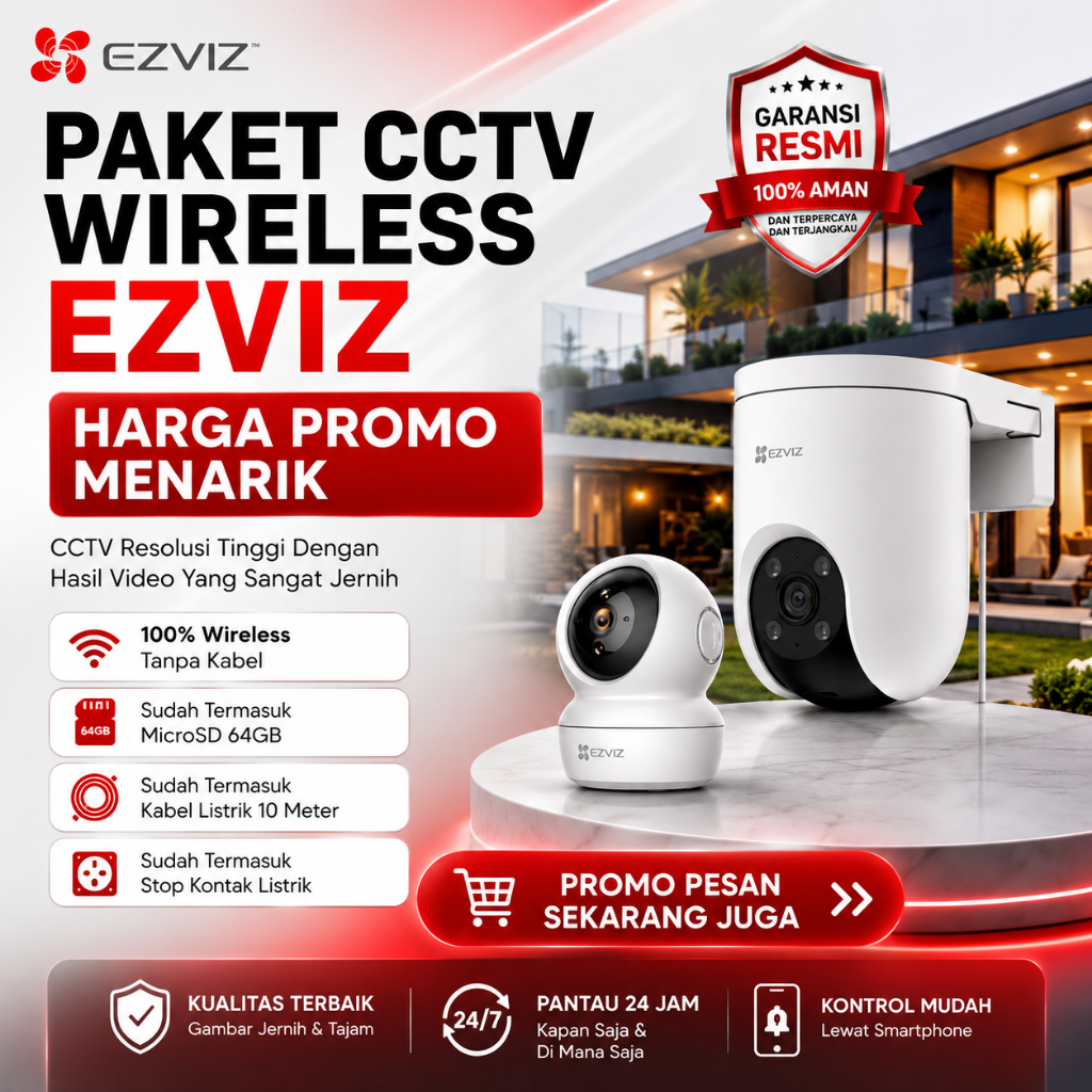 PAKET CCTV EZVIZ WIRELESS 2 KAMERA