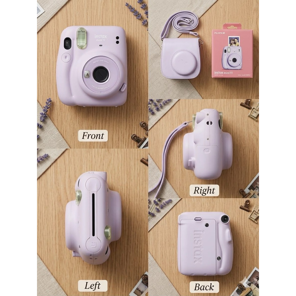 (PRELOVED) Instax Mini 11 Lilac Purple 9/10 ORIGINAL Lengkap Case Box Free Batre AA