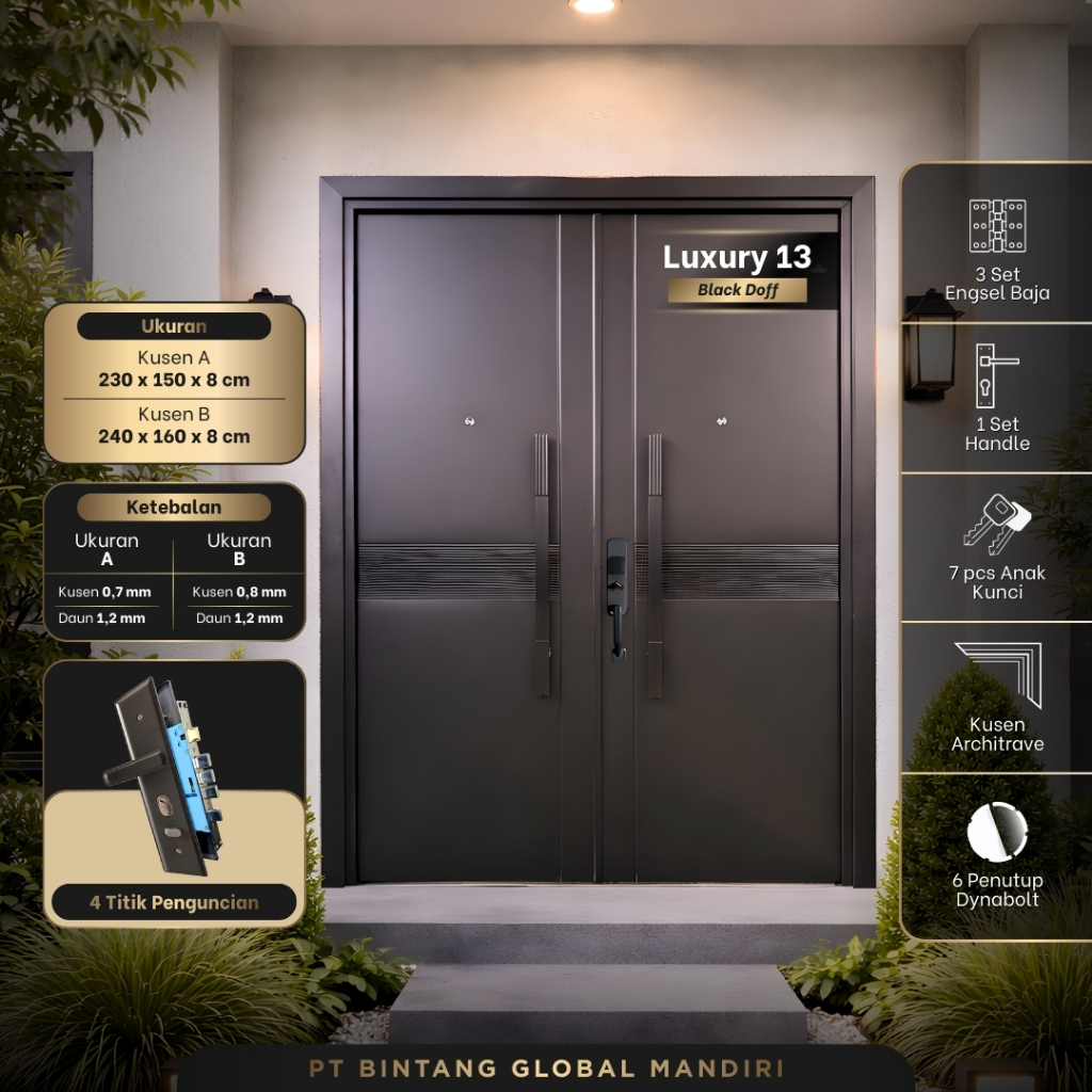 TB KONTRAKTOR MUDA - KARGO (Pintu Baja LUXURY 13.230x150cm) Harga Murah Pintu Utama Double Anti Kara