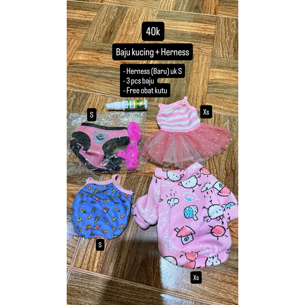 Baju kucing + Herness (preloved)