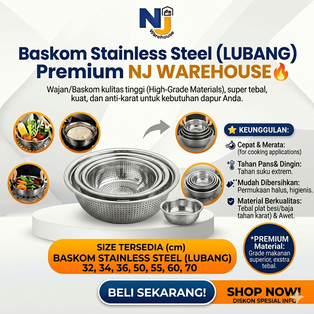 Baskom Lubang Stainless Steel
