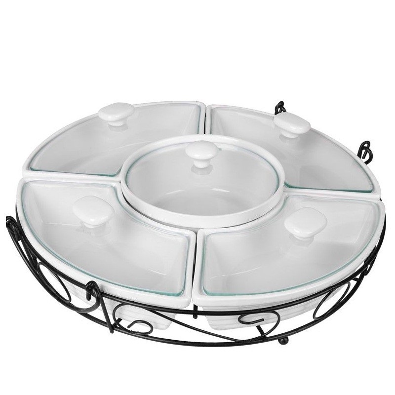 Prasmanan Putar 18 Inch 5 Lubang Keramik Tutup Kaca Home Line