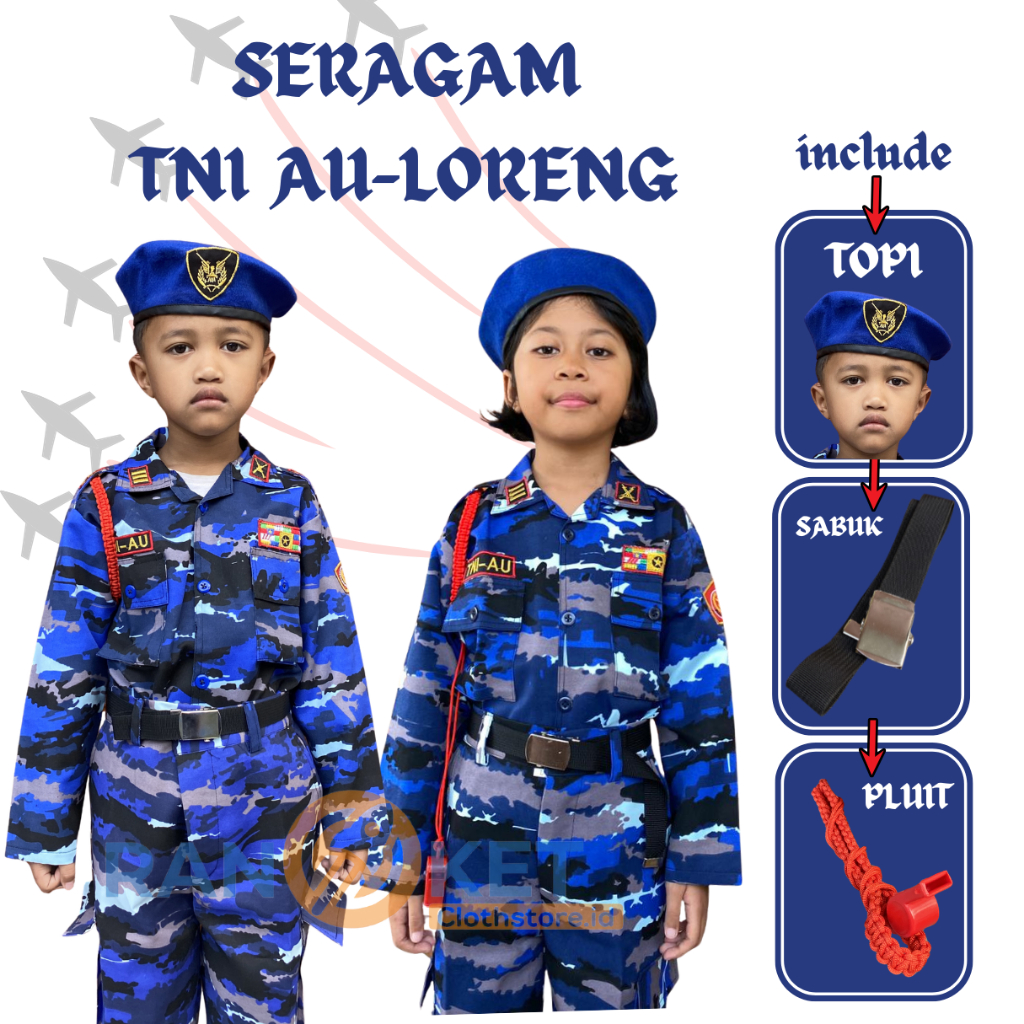 Seragam Loreng PDL TNI-AU I Baju Seragam PDL TNI-AU LORENG Anak | Baju Profesi TNI-AU LORENG Anak | 