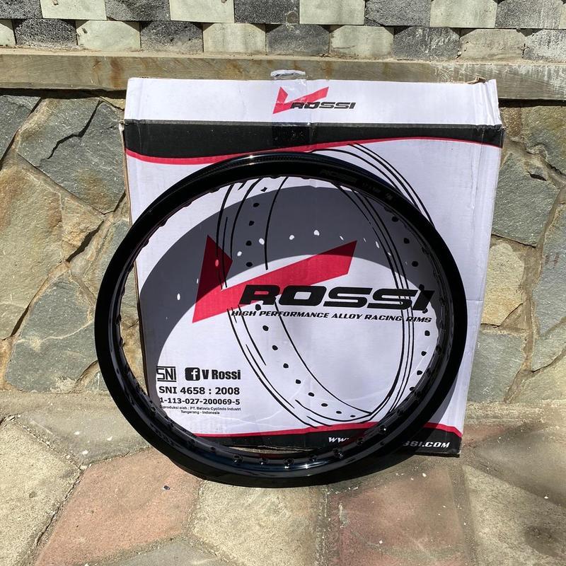 Velg Rossi 18x185 Hitam Ring 18 Original Velg Racing Alloy Motor Black Gloss Kuat Presisi