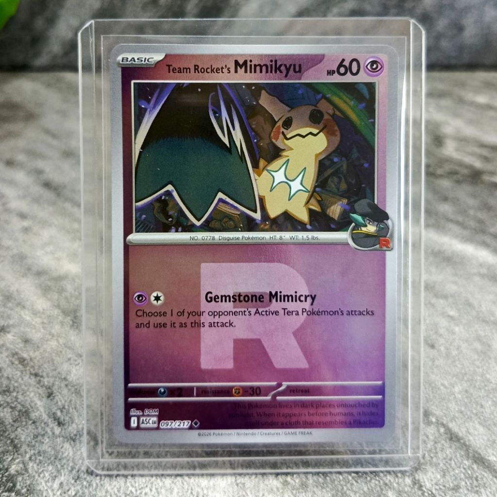 Kartu pokemon original english mimikyu holo mirror pattern team rocket dapat toploader | kartu pokem
