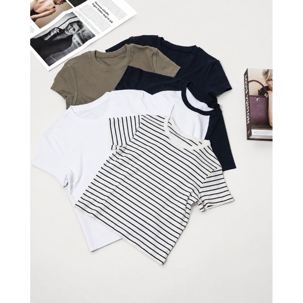 UNIQLO MINI T-SHIRT CROP TOP WANITA | BASIC TEE PREMIUM | SISA EXPORT
