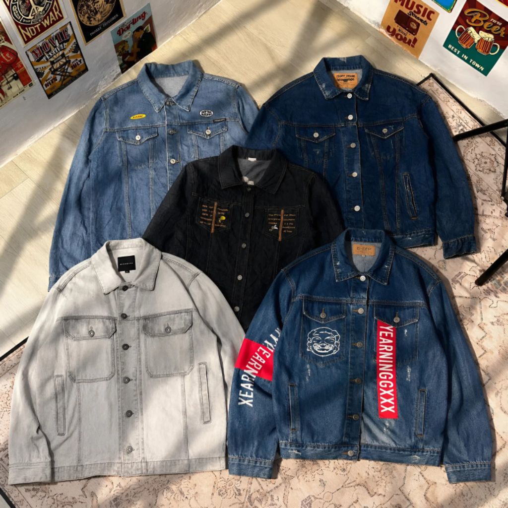Jacket Denim Branded | Jacket Denim Boxy | Jacket Jeans Vintage | Jacket Denim Premium Outfit
