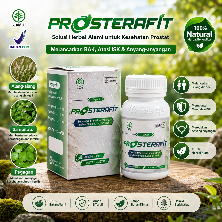 PROSTERAFIT obat prostat infeksi saluran kemih melancarkan buang air kecil kencing tersendat tidak t