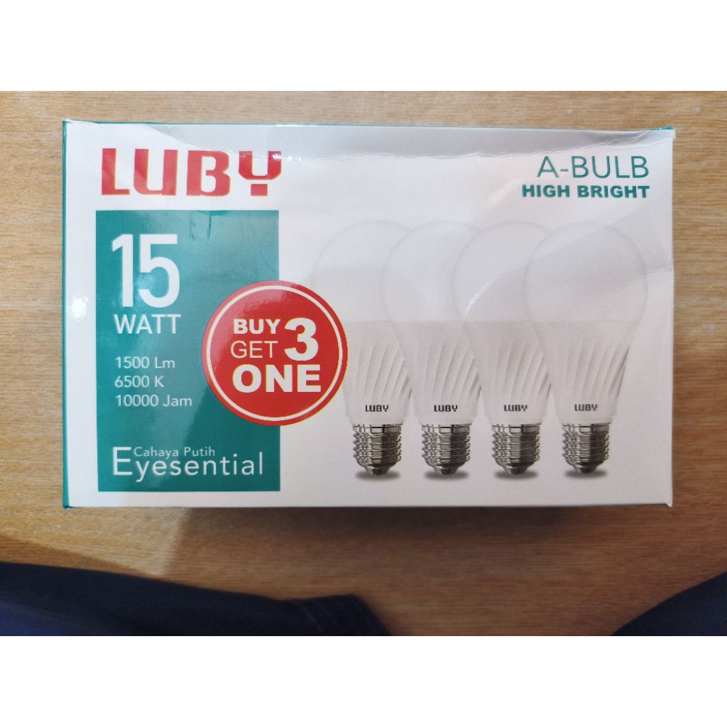 Lampu LED Luby 15 Watt Beli 3 Gratis 1