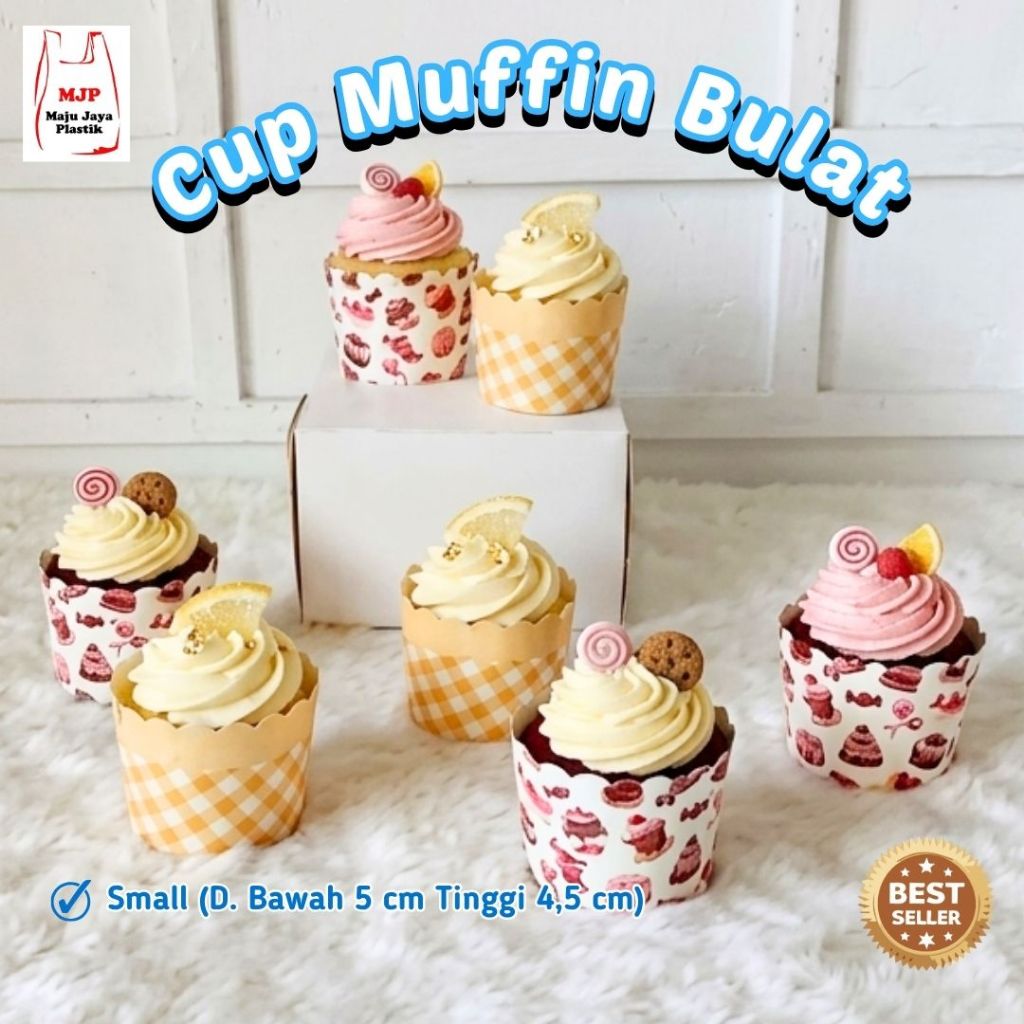 Cup Muffin Bulat Kotak Kertas Kue Mangkok Polkadot Karakter Cetakan Cupcake Small Medium