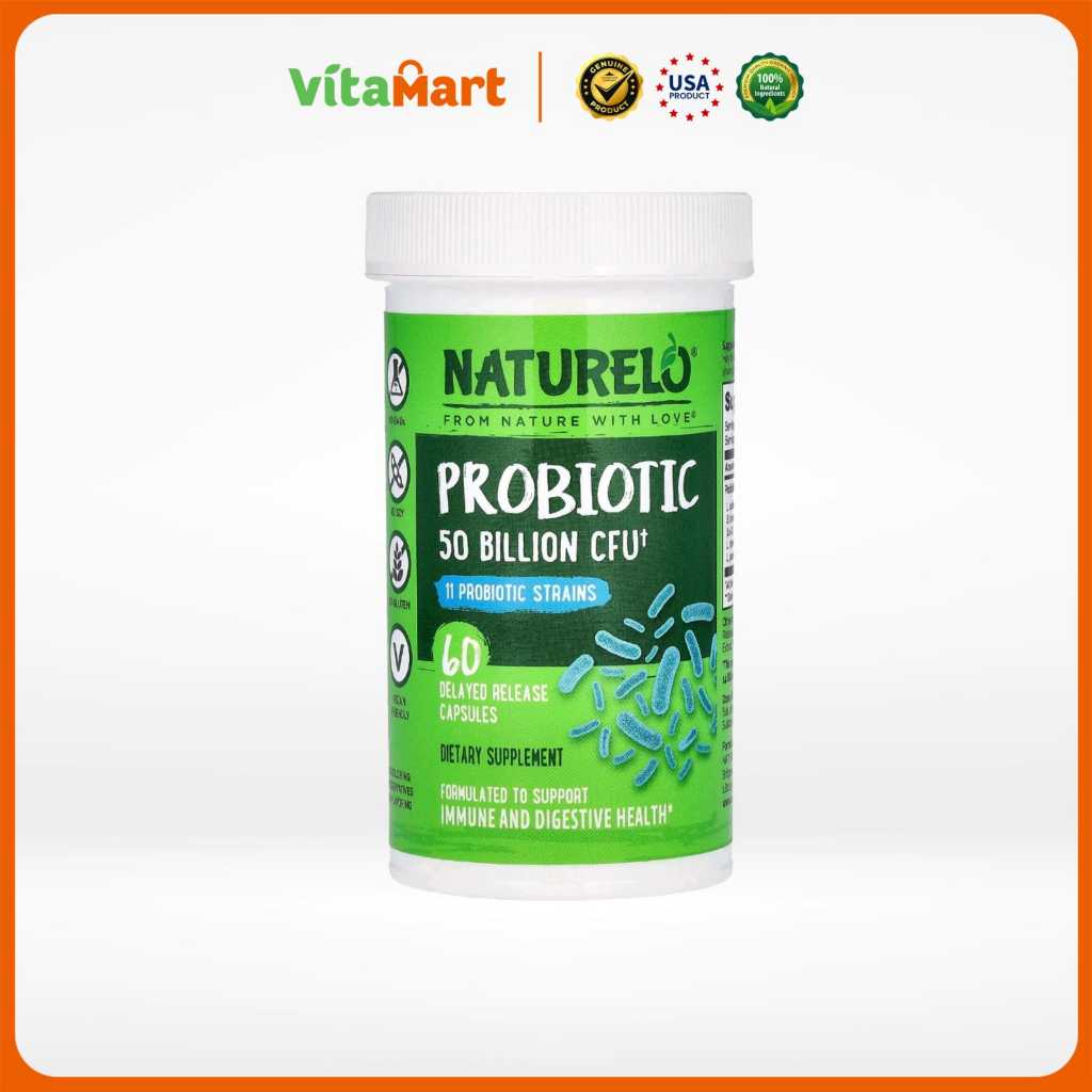 Naturelo Probiotic 50 Billion 11 probiotic strains, 60 Delayed Release Capsules ORI  USA