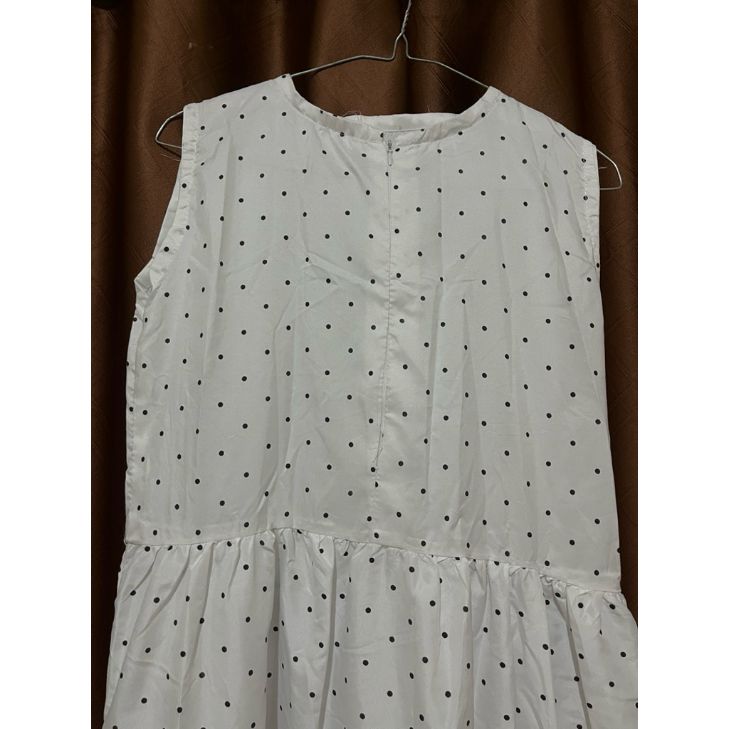 pl preloved knit dress polkadot polka putih hitam white black dress kutung inner