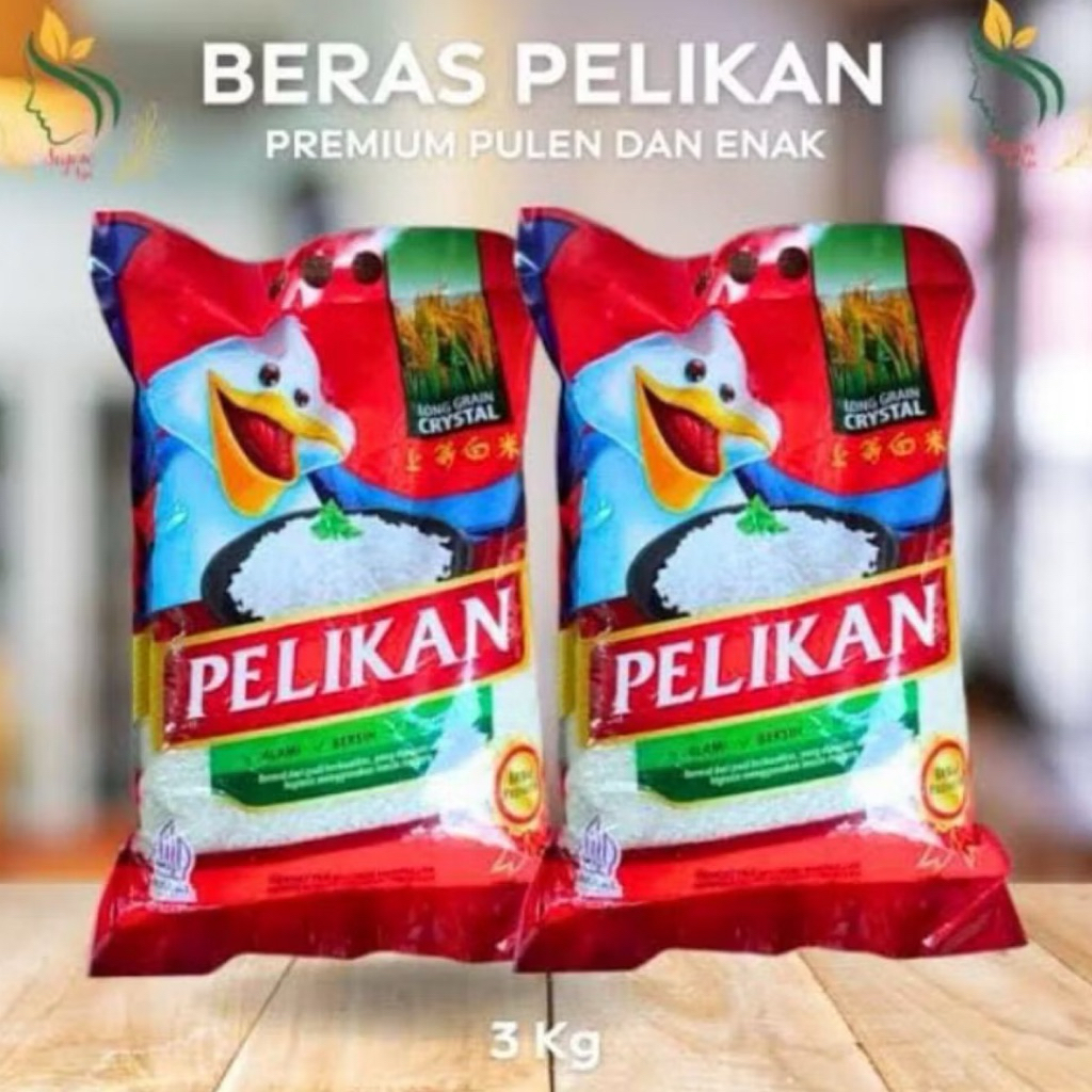 Beras Pelikan kemasan 3kg beras pelikan / Beras 5kg pelikan - Beras Pulen Aroma Pandan - beras pulen