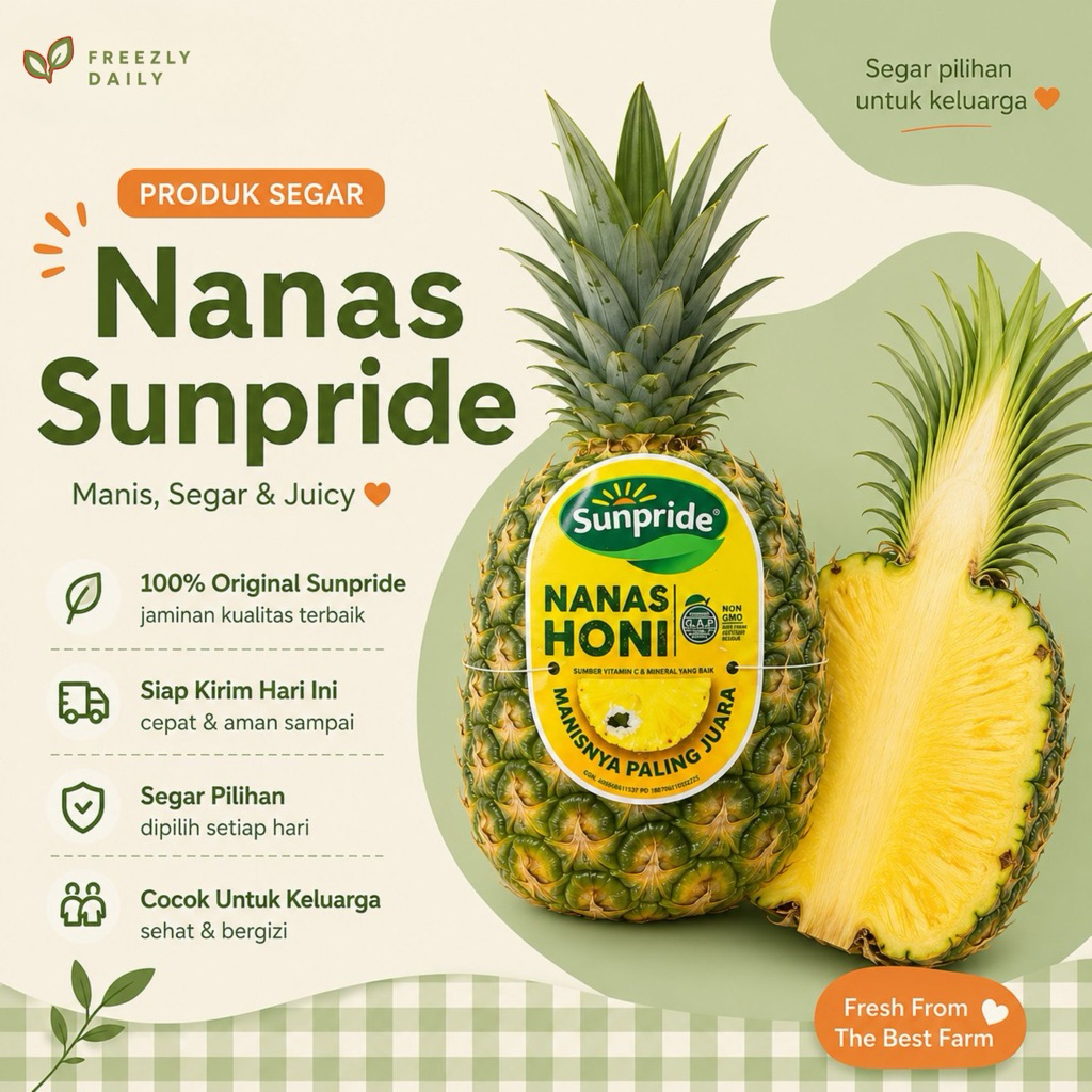 Nanas Sunpride Honi Manis Nanas Potong Kupas