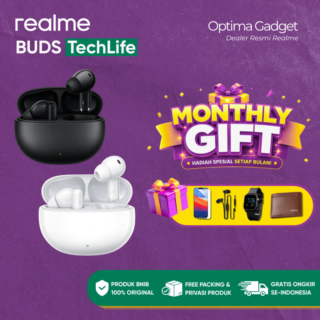 [BNIB] Realme TechLife Buds Earbuds Bluetooth 5.4 TWS Wireless Headset Baterai 36 Jam Original