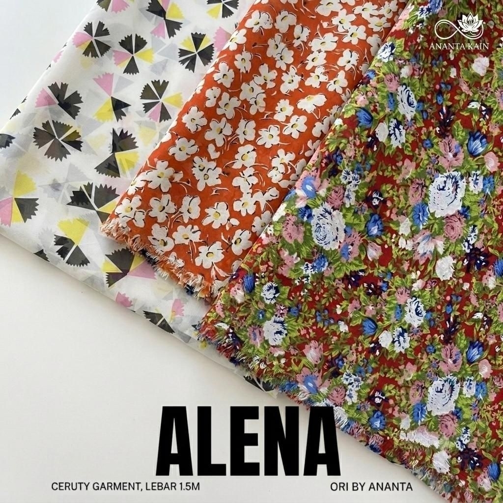 Kain Ceruti Babydoll Motif Premium Per 0.5 Meter - Bahan Sifon Ceruty Print Bunga Untuk Rok Blouse
