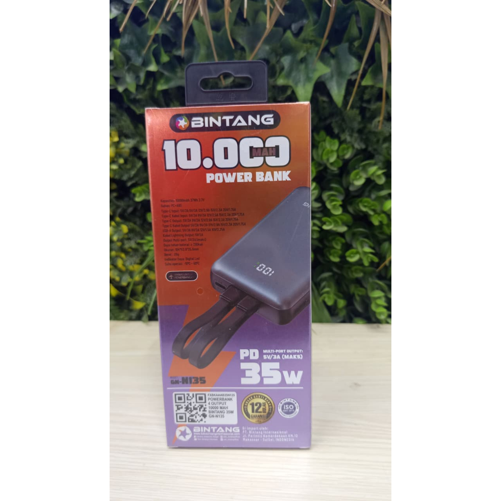 POWERBANK 4 OUTPUT 10000 MAH BINTANG 35W GN-N135