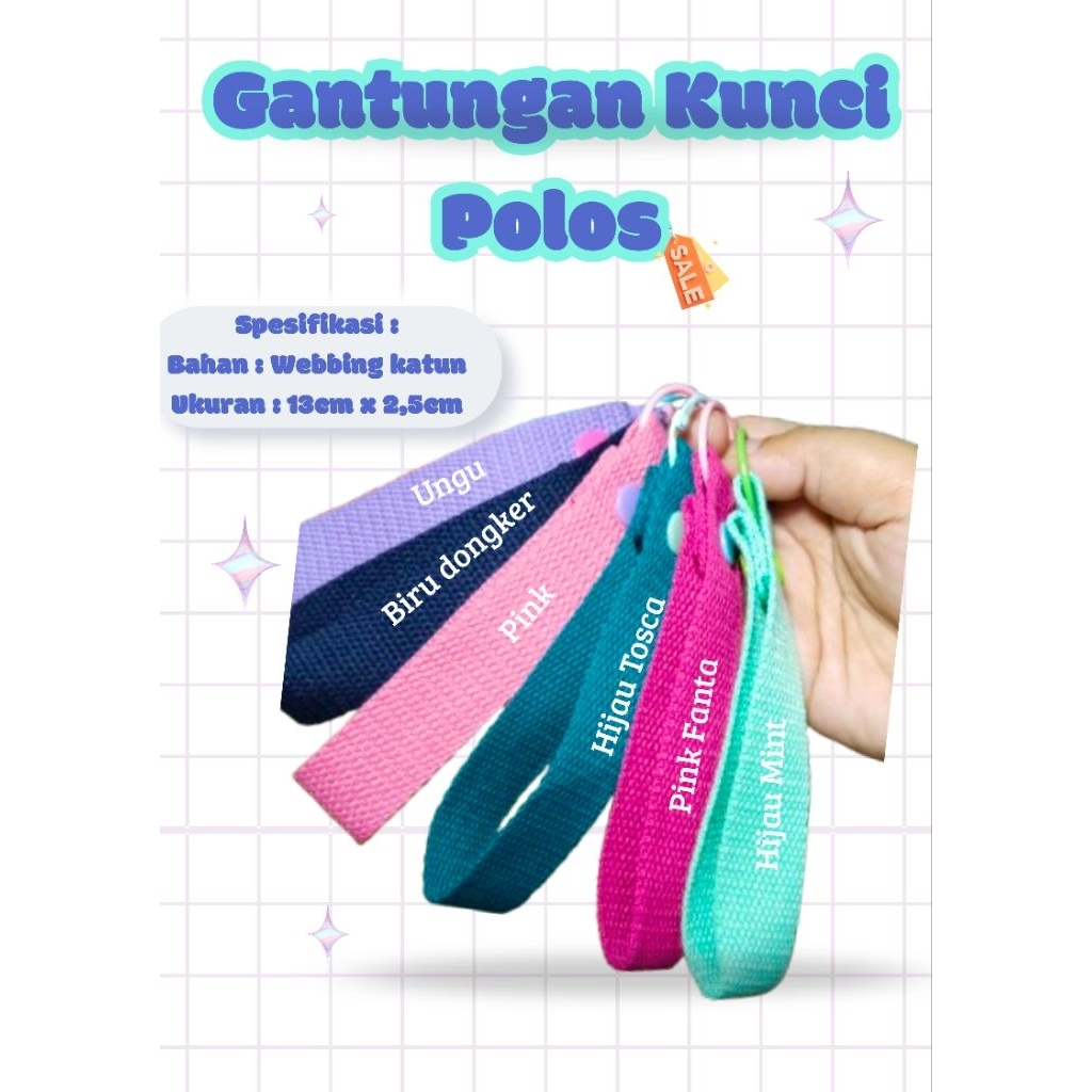 Webbing Keychain Polos / Gantungan Kunci Handmade / Webbing Katun