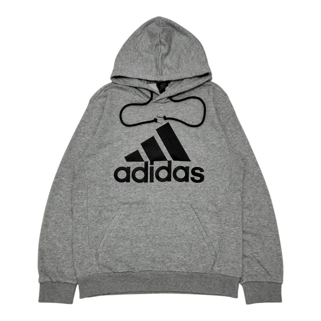 HOODIE ADIDAS LOGO BALOK ABU / GREY MISTY SECOND ORIGINAL