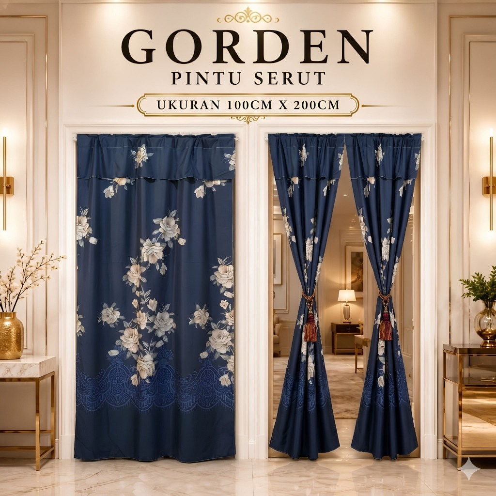 KORDELA Gorden Pintu Serut Bahan Poliester Ukuran 100X200cm