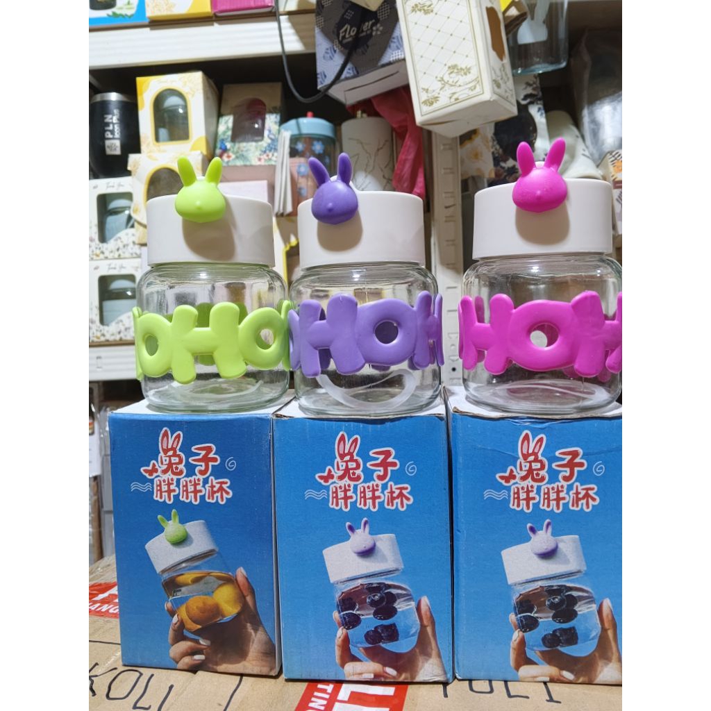 BOTOL MINUM KACA MINI HOHO 300ML / BOTOL KACA MINI / BOTOL ANAK