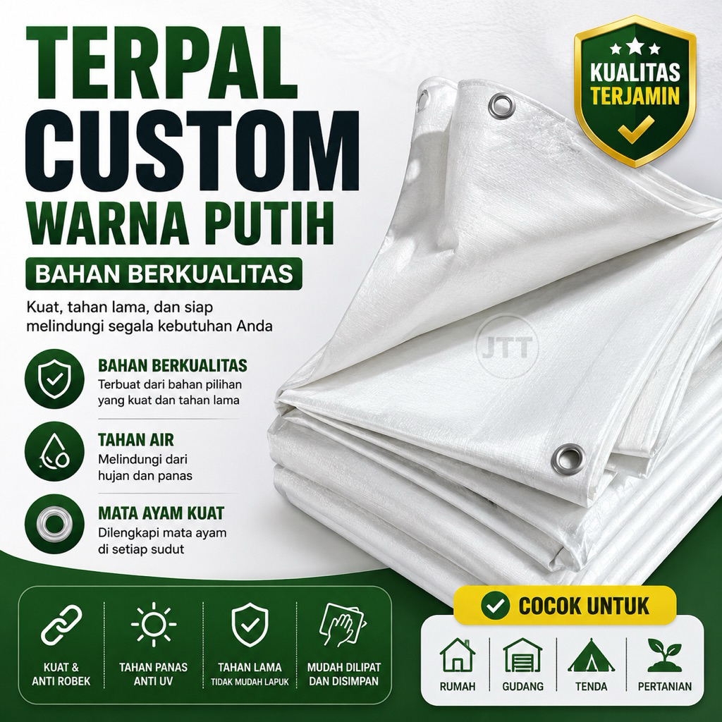 (TERPAL MURAH)"CUSTOM" TERPAL PUTIH PUTIH SANGAT TEBAL AWET SERBAGUNA