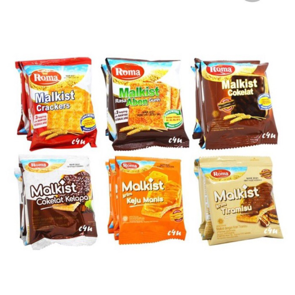Roma Malkist Renceng Satuan Semua Varian Rasa Original Keju Abon Tiramisu Coklat