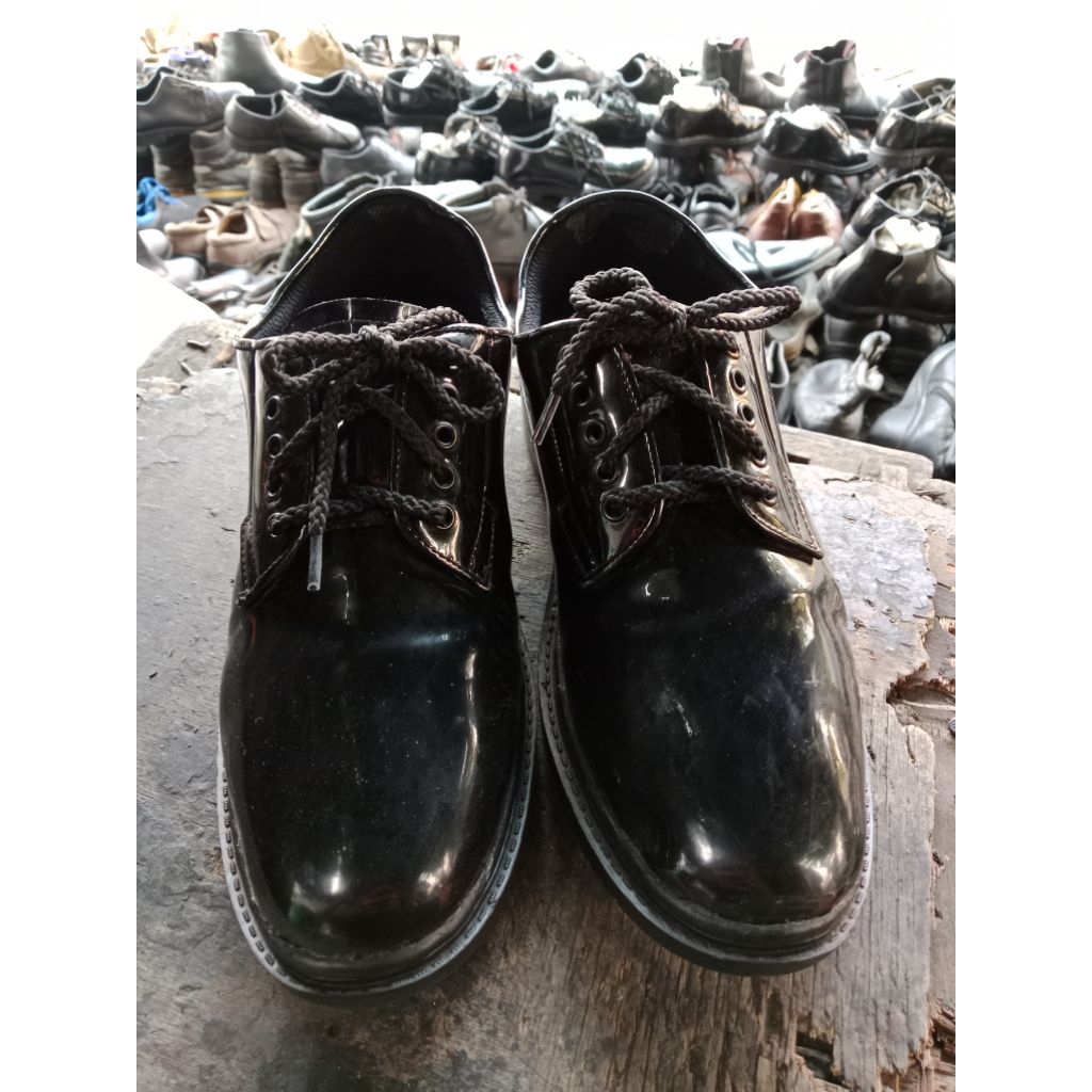 Sepatu PDH Pria Tali Kilap Second Kulit Asli - Sepatu Satpam Security Formal