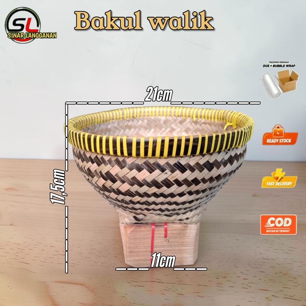 Bakul Walik Kulit Kecil | Ceting Nasi Boboko Tumpeng Anyaman Bambu | Bakul Nasi Tradisional Kuat & A