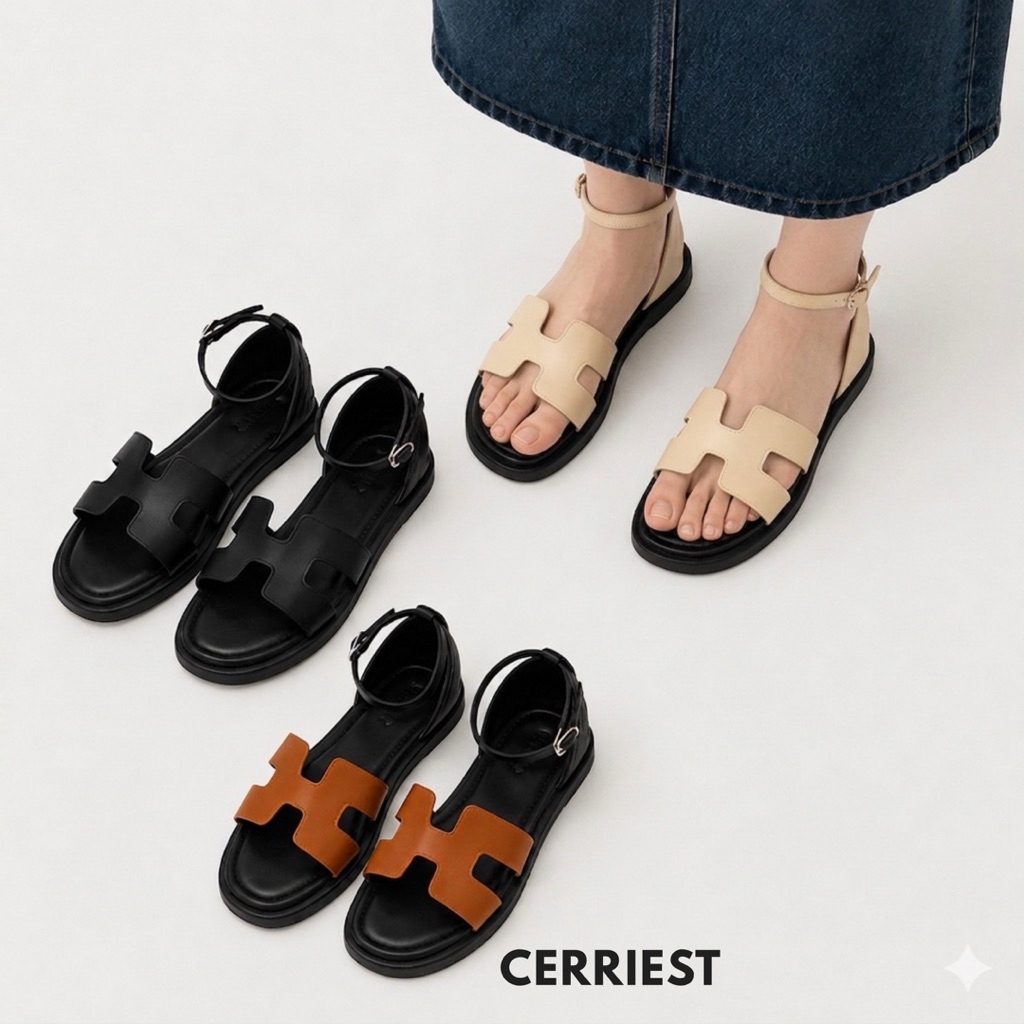 Cerriest - CHLOE Sandal Korea Wanita Sendal Slip On Import Sendal Empuk Flatshoes Sandal Slip On Tep