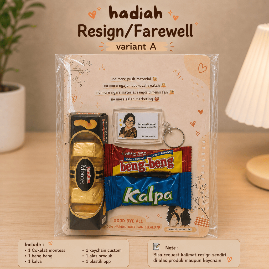 Resign gift, kado perpisahan kerja, Farewell Gift custom, Aksesoris dan bingkisan perpisahan di temp