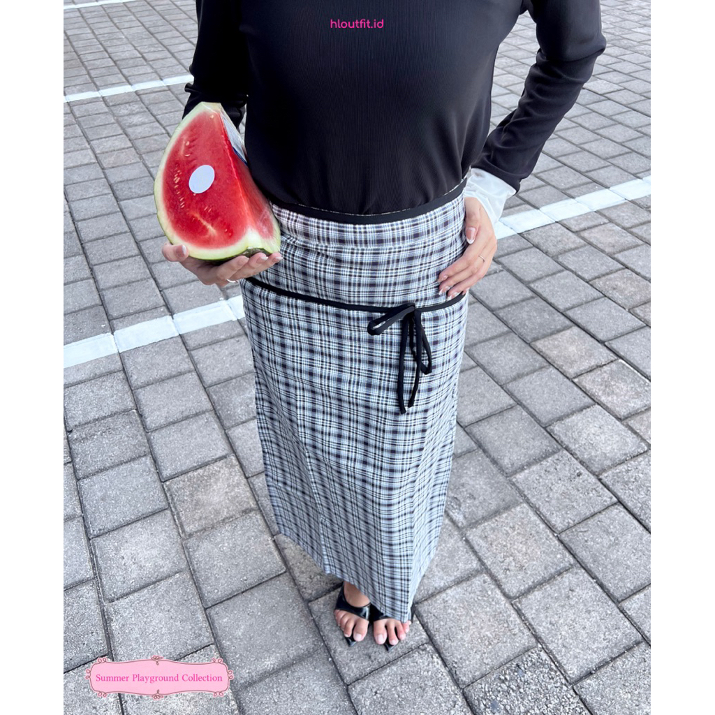HL Gingham Skirt A-Line - Rok Panjang Kotak Kotak