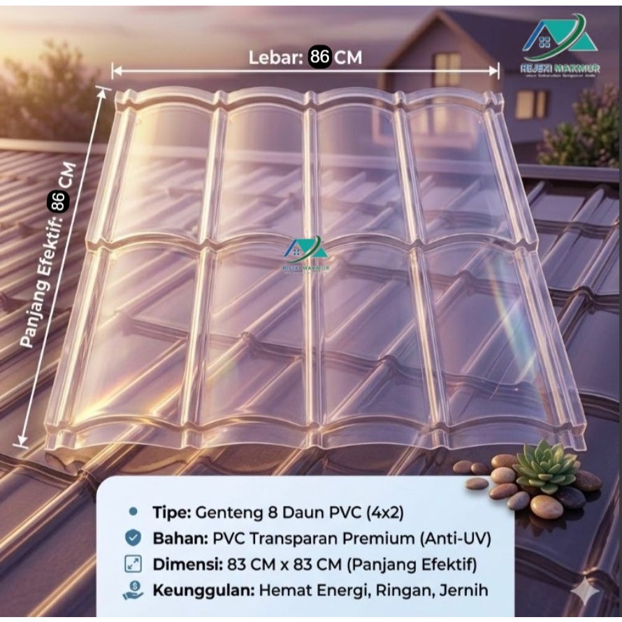 Genteng Bening PVC 8 daun Genteng metal fiber transparan 2x4 minimalis