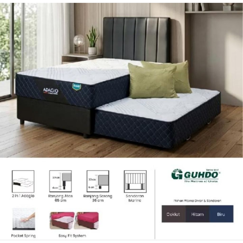 GUHDO - ADAGIO SPRING BED 2IN1 POCKET KASUR SORONG