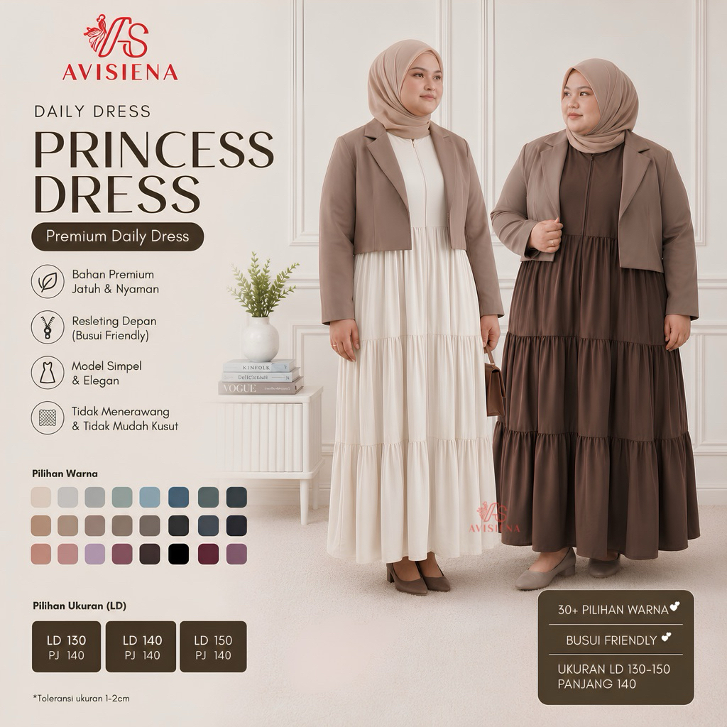 AVISIENA - INNER REMPEL DRESS JUMBO SUPER POLOS JERSEY SUSUN GAMIS KUTUNG REMPEL