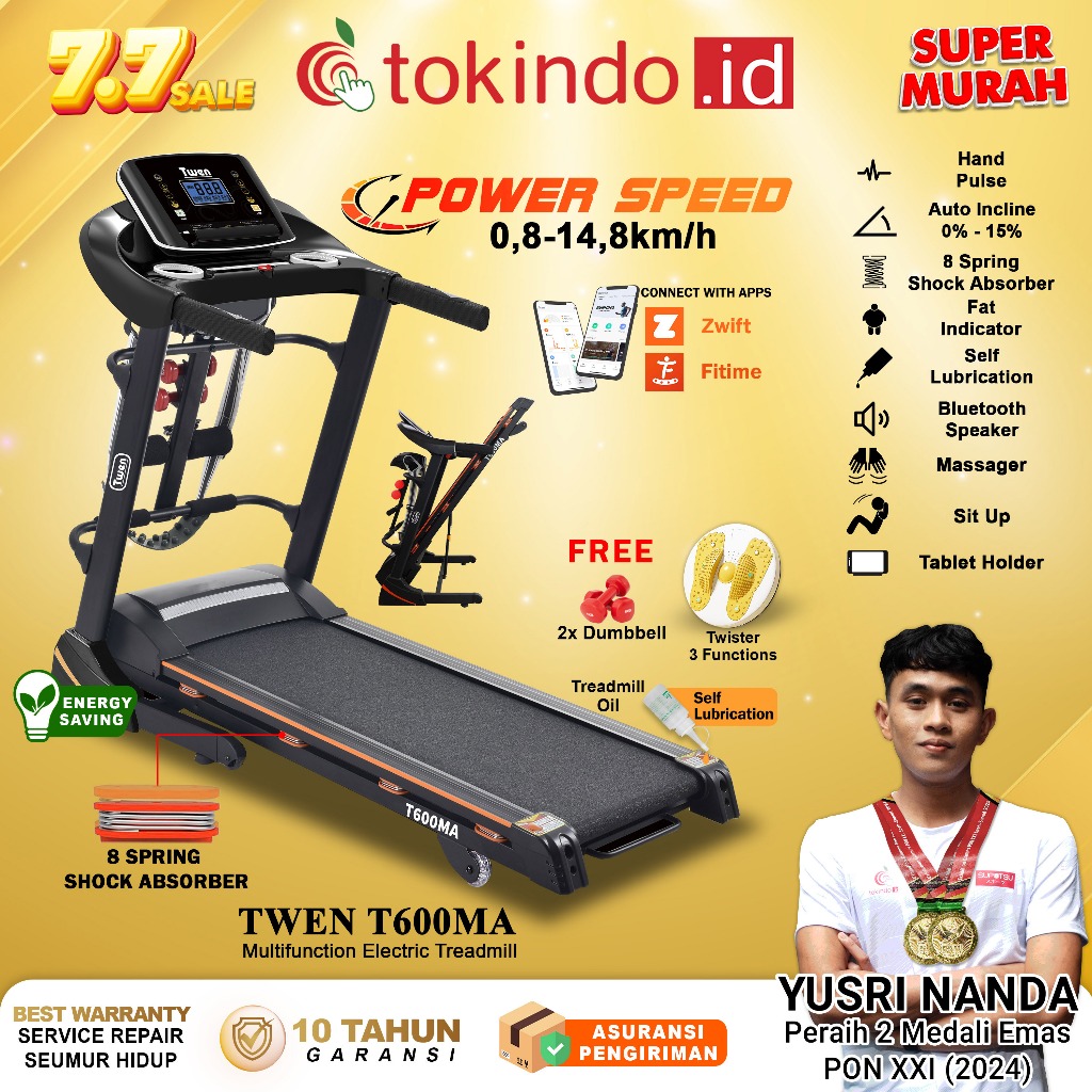TWEN T600M T600MA series Treadmill Portable / Treadmill Electric Low Watt / Treadmill Elektrik Alat 