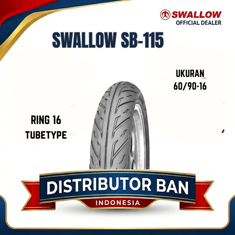 BAN MOTOR SWALLOW SB-115 SEA HAW RING 16 UKURAN | 60/90 | 60/90-16 | NON TUBLES