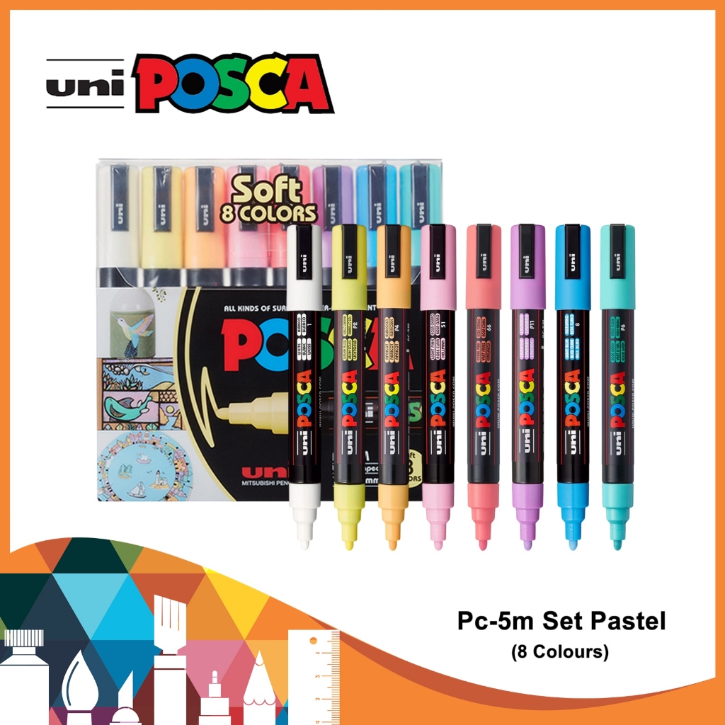 Uni Posca Pc-5m Set 8 Colours / Posca Set / Pc-5m