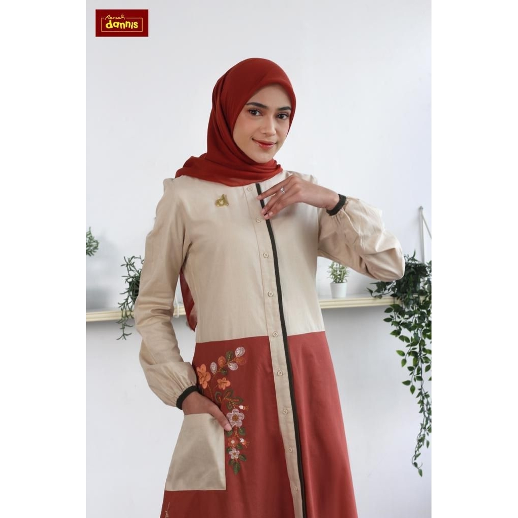 SIZE S PROMO MUSLIM ABAYA DEWASA DANNIS A230103 WARNA OFF WHITE / SALE DANNIS / ABAYA DANNIS / GAMIS