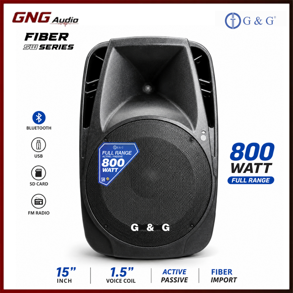 G&G Speaker 15 Inch SW-115 800 Watt Aktif Pasif Bluetooth Karaoke Lapangan I GNG AUDIO