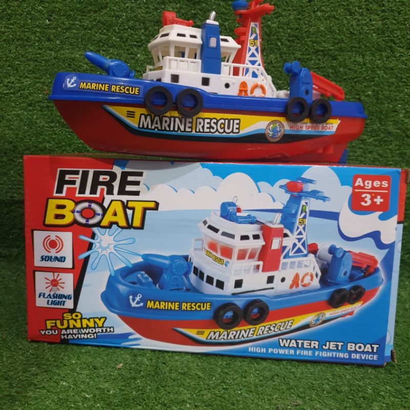 mainan perahu kapal laut fire boat / mainan kapal laut jalan di atas air pakai baterai