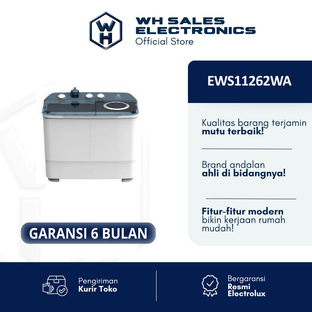 ELECTROLUX Mesin Cuci 2 Tabung 10kg  EWS11262WA / EWS 11262 WA / EWS11262 WA- GRADE B ( JABODETABEK 