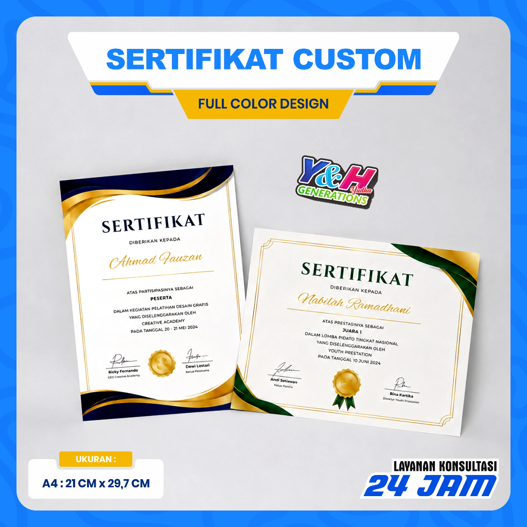 Sertifikat custom komputer shotokan karate piagam prestasi pelatihan gratis dsain y&h yudha grafika