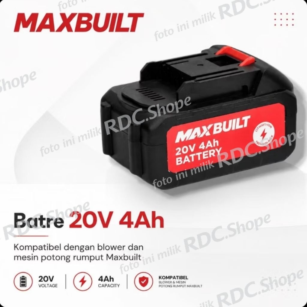MAXBUILT BATTERY 20V 4H , BATTERY MAXBUILT, BATTERY BLOWER BATTERY GRASS TRIMMER, BATRAI KRISBOW, BA