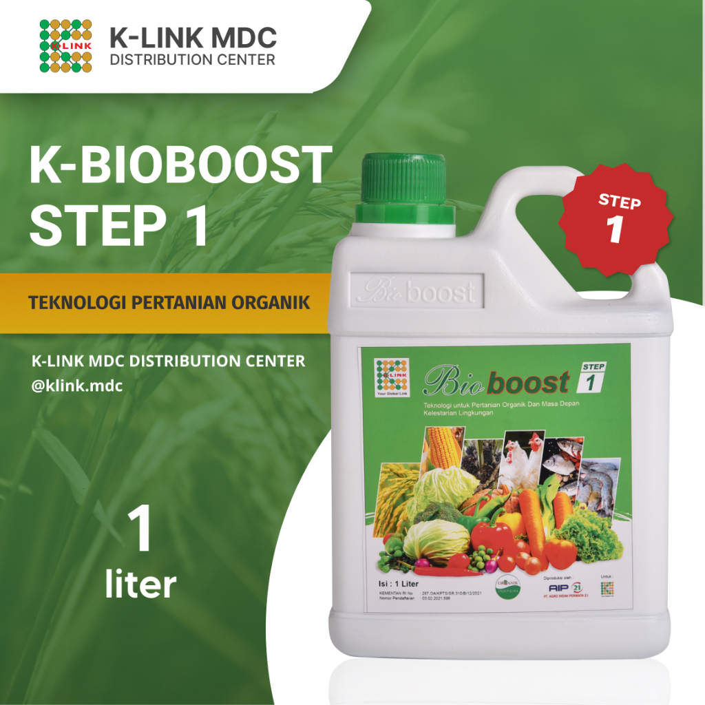 K-Link K-BioBoost STEP 1 Original (1 Liter) Pupuk Cair Organik Hayati BioBoost Pupuk Pertanian, Tumb